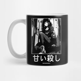 Japanese Goth Stylish Anime Girl Manga Aesthetic Streetwear Black and White Mug